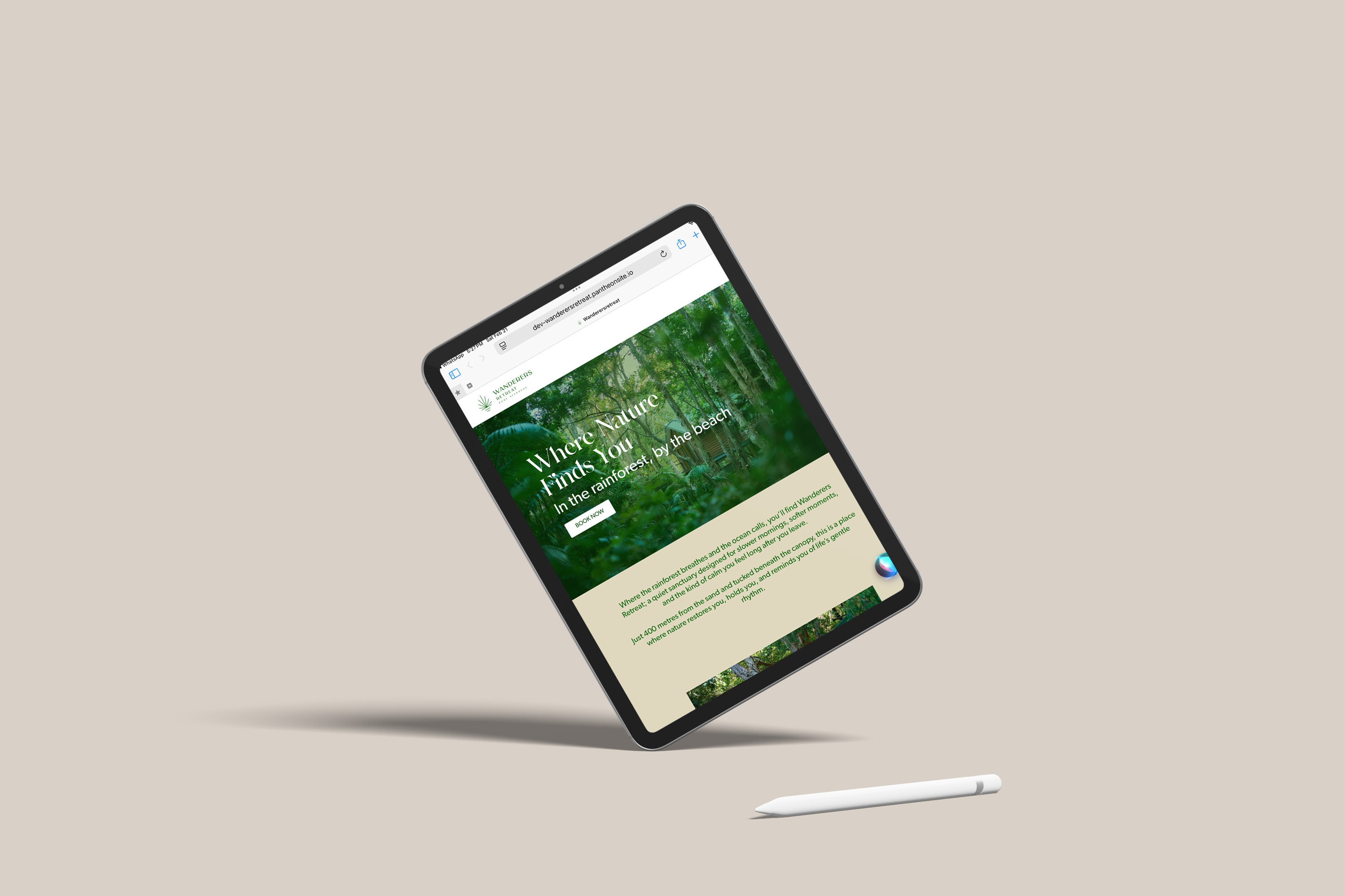 Wanderers Retreat web design example 1