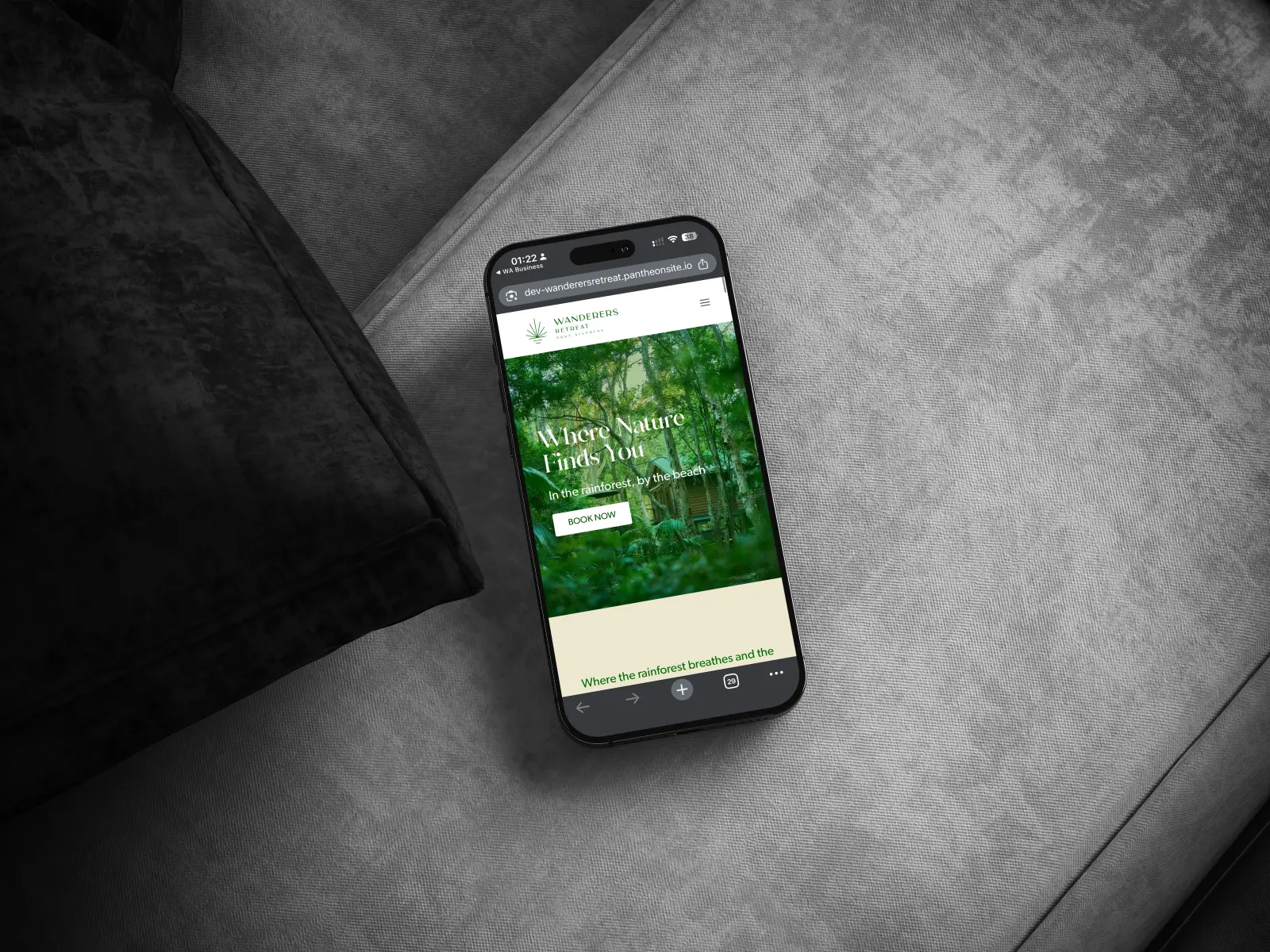 Wanderers Retreat web design example 2
