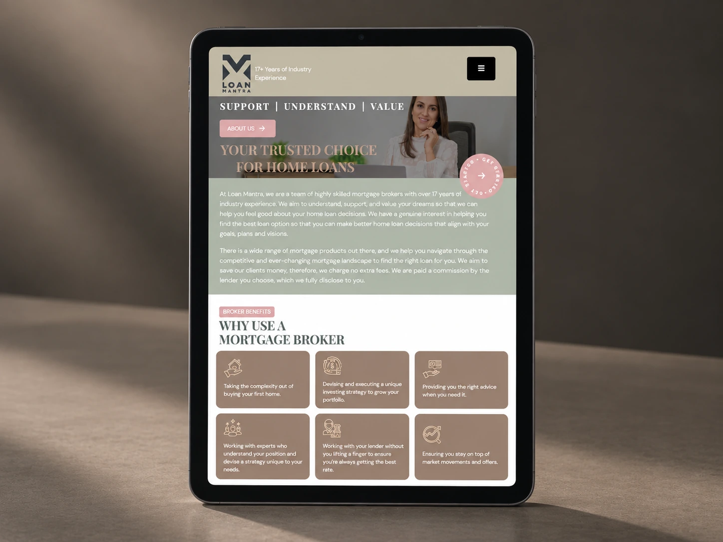 Loan Mantra tablet website design