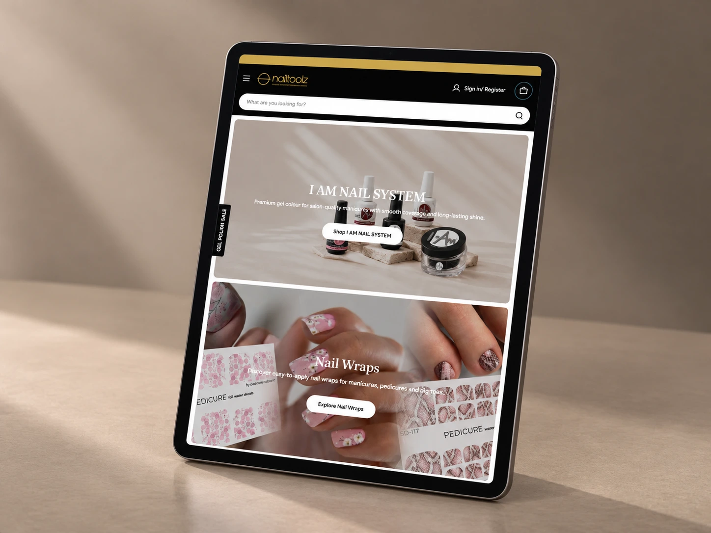 Nailtoolz tablet eCommerce design